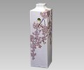 色絵垂れ桜目白図 飾花瓶